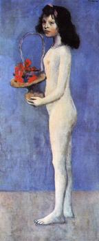 Girl with a basket of flowers